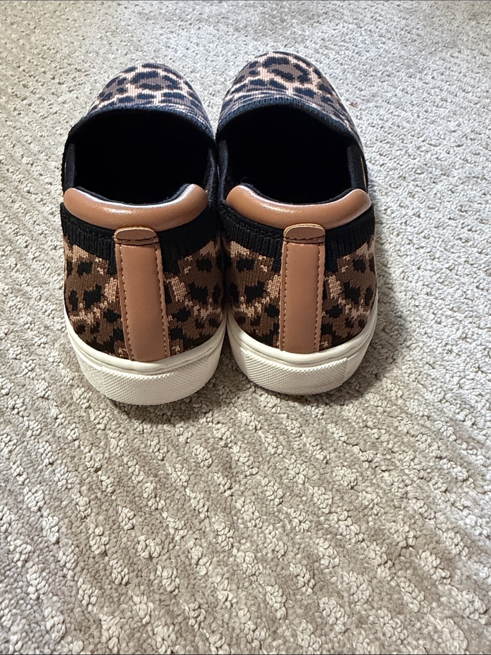 Kelly & Katie Leopard Knit Slip-On Sneakers in Brown and Black - Picture 3 of 4
